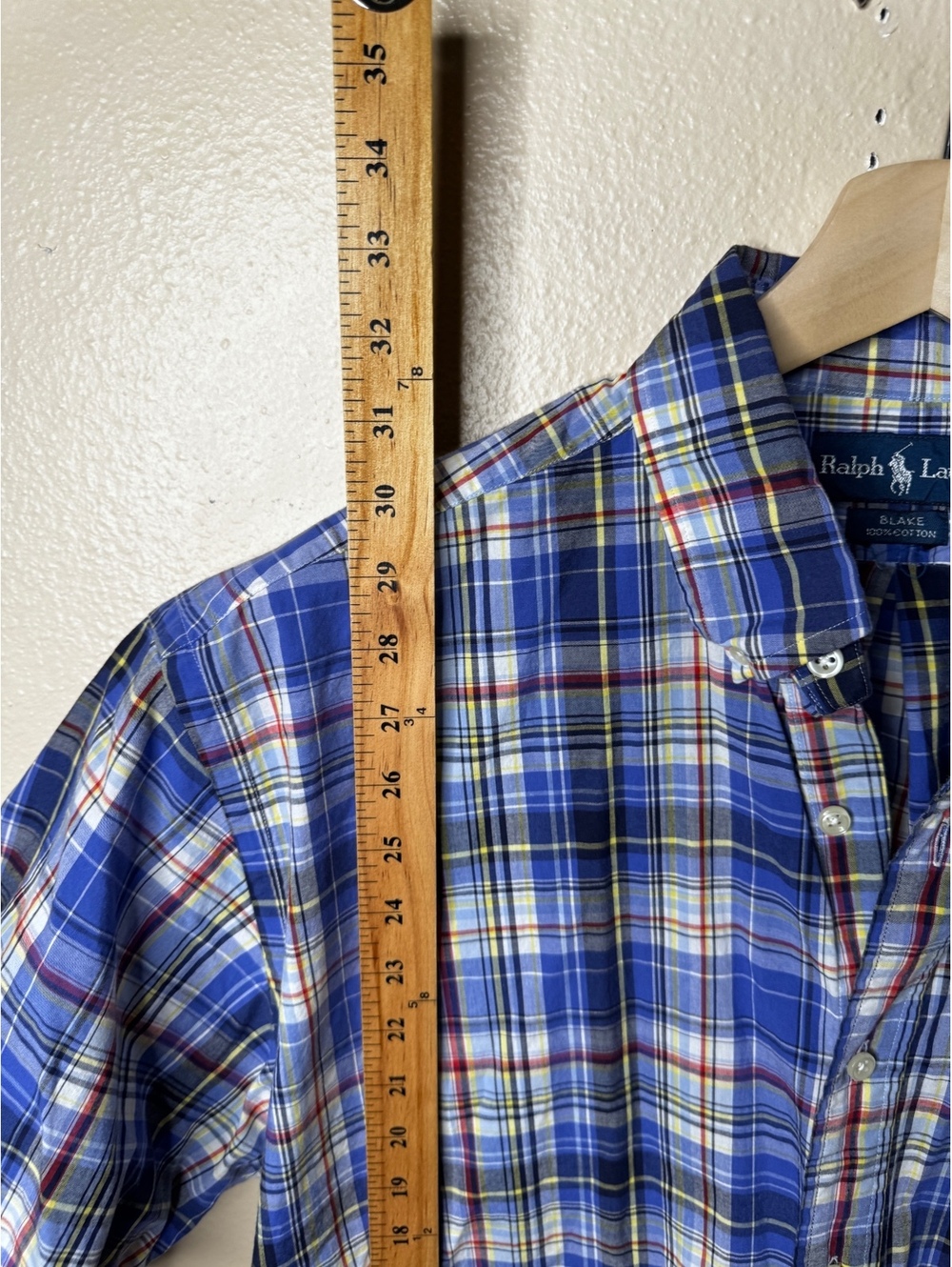 Ralph Lauren Mens XL Blake Shirt Blue Plaid Cotton Short Sleeve Button Down - Picture 4 of 6
